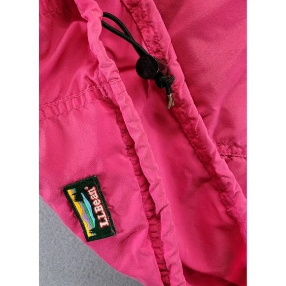 VINTAGE LL Bean Jacket Womens Large Pink Anorak Hooded Windbreaker Made In USA - Picture 12 of 14